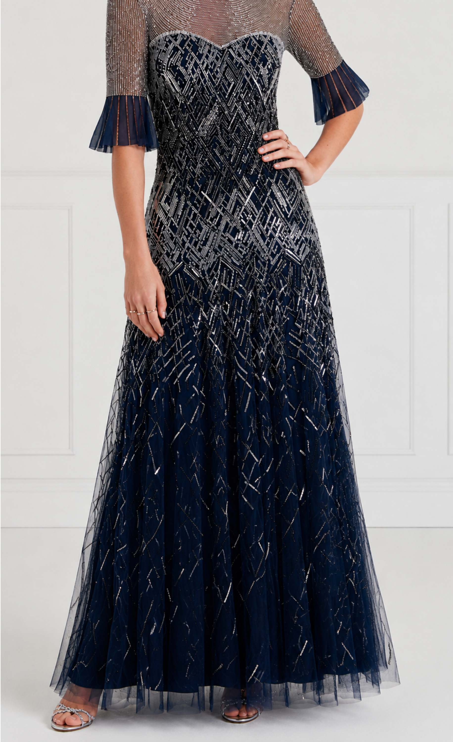 Circe Sleeved Gown - Midnight