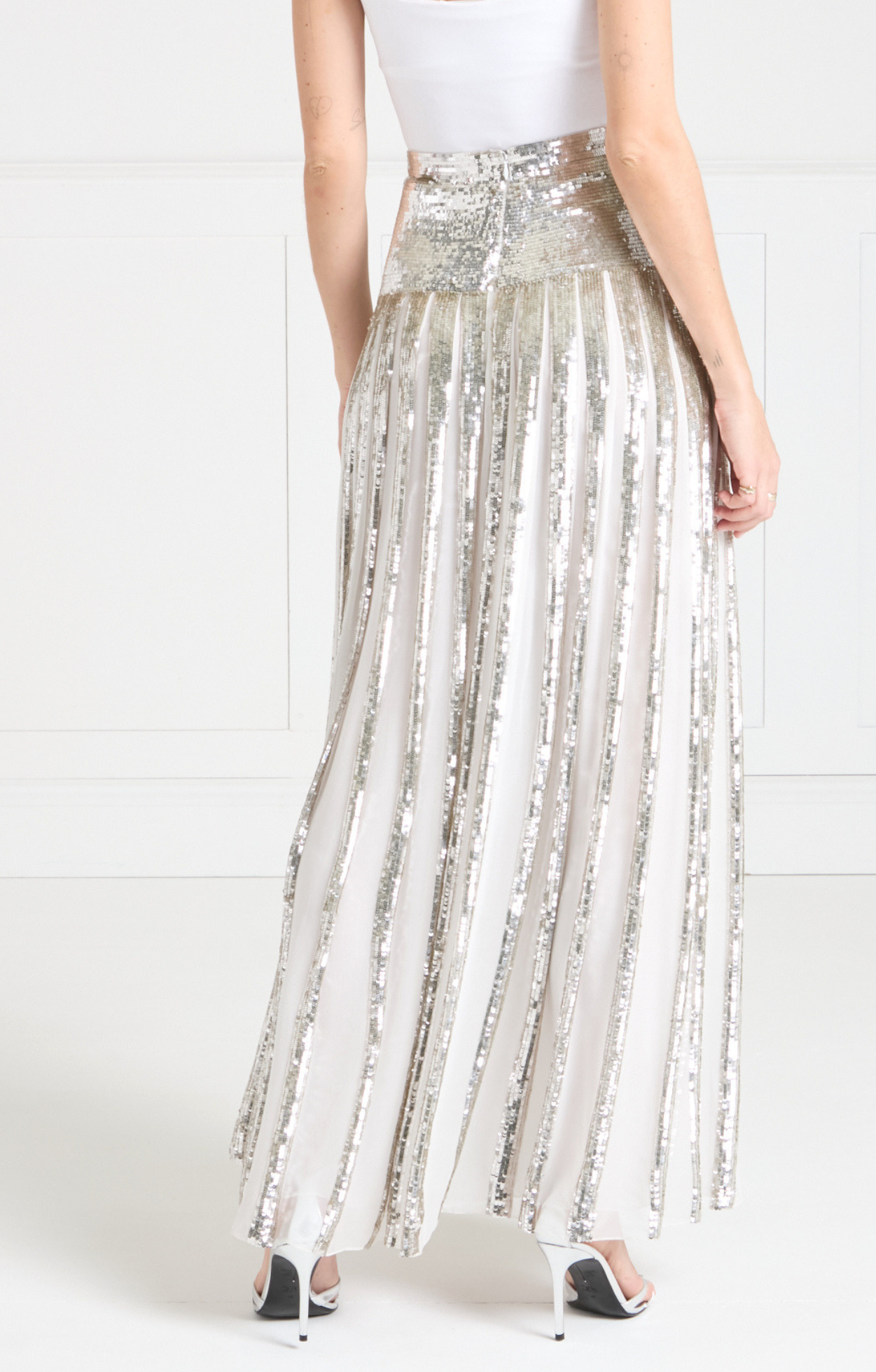 Filigree Full Length Skirt - Silver