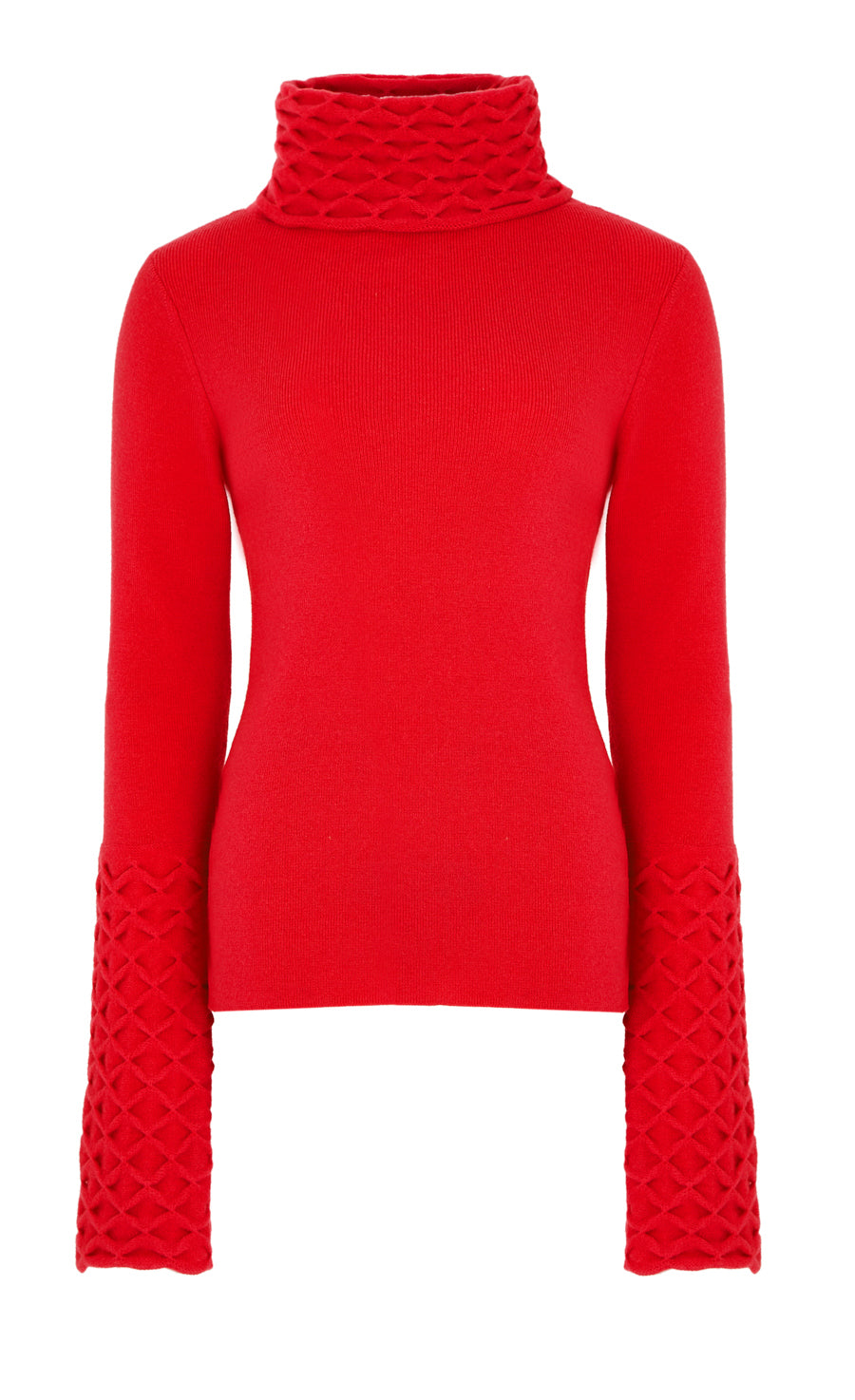 Honeycomb Knit Jumper - Poppy Red