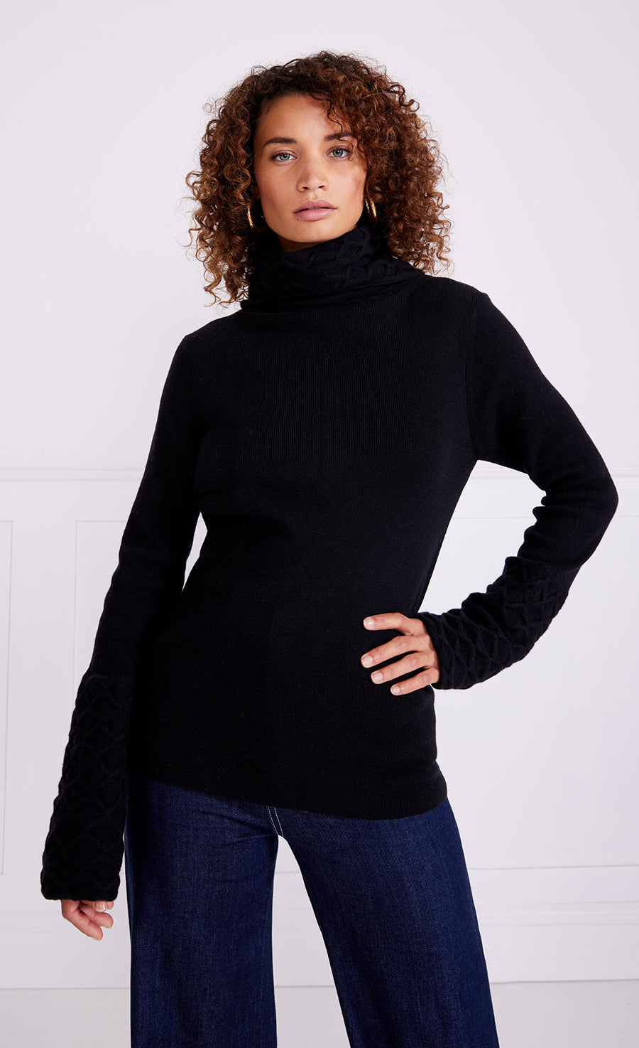 Honeycomb Knit Jumper - Black