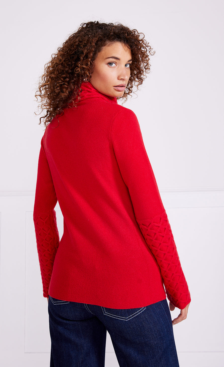 Honeycomb Knit Jumper - Poppy Red