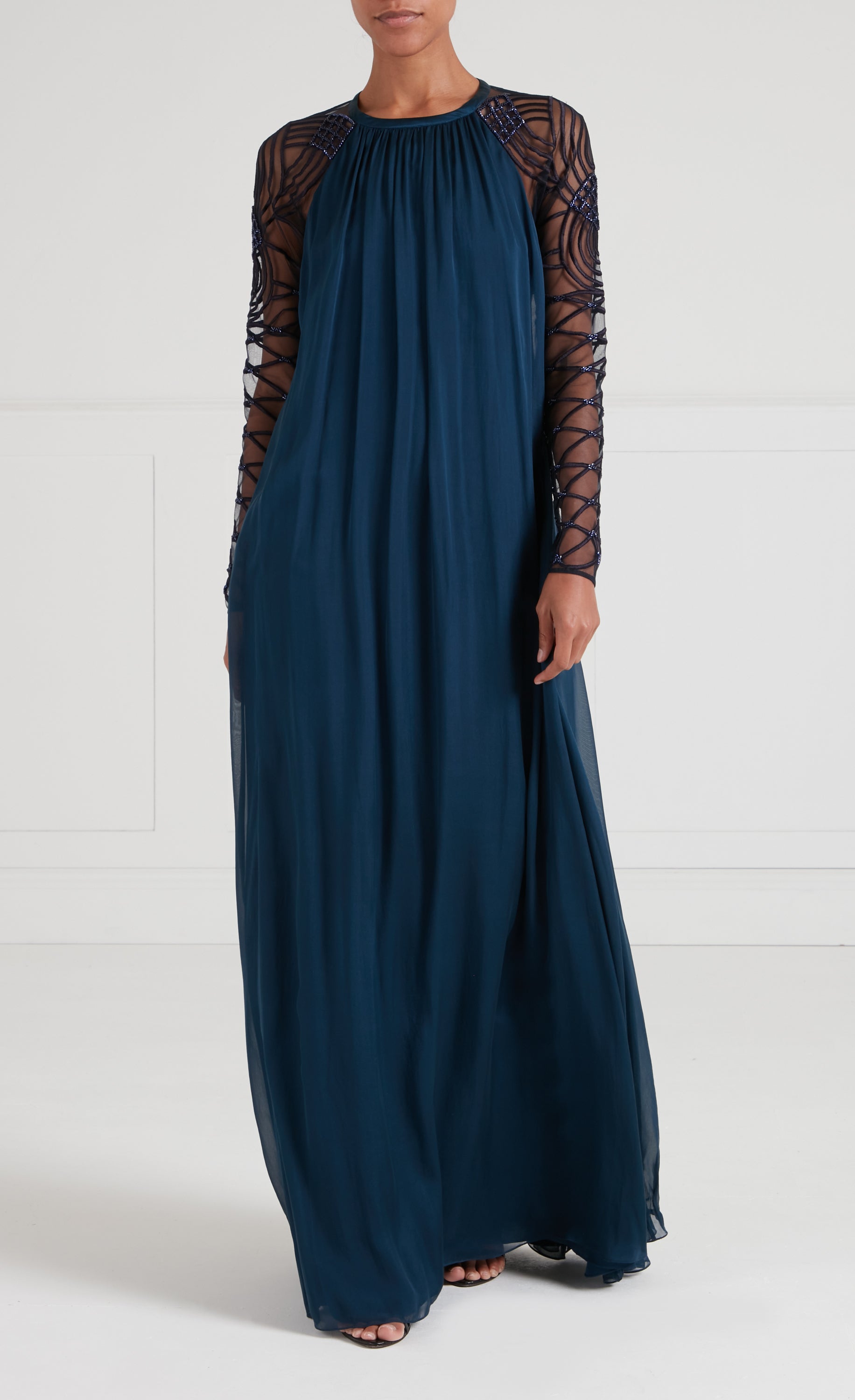 Imogen Sleeved Gown - Peacock Blue