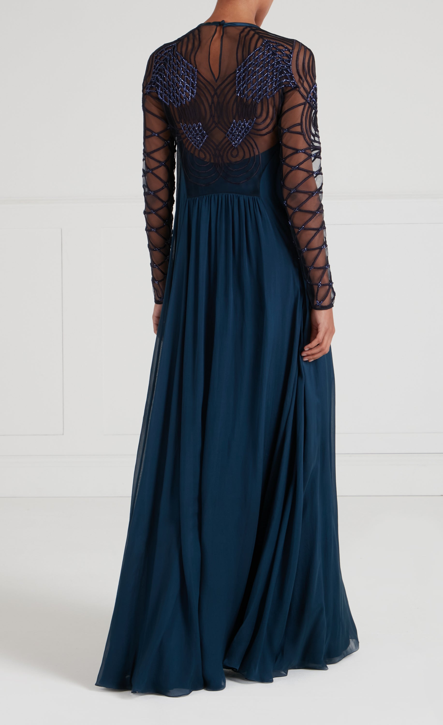 Imogen Sleeved Gown - Peacock Blue