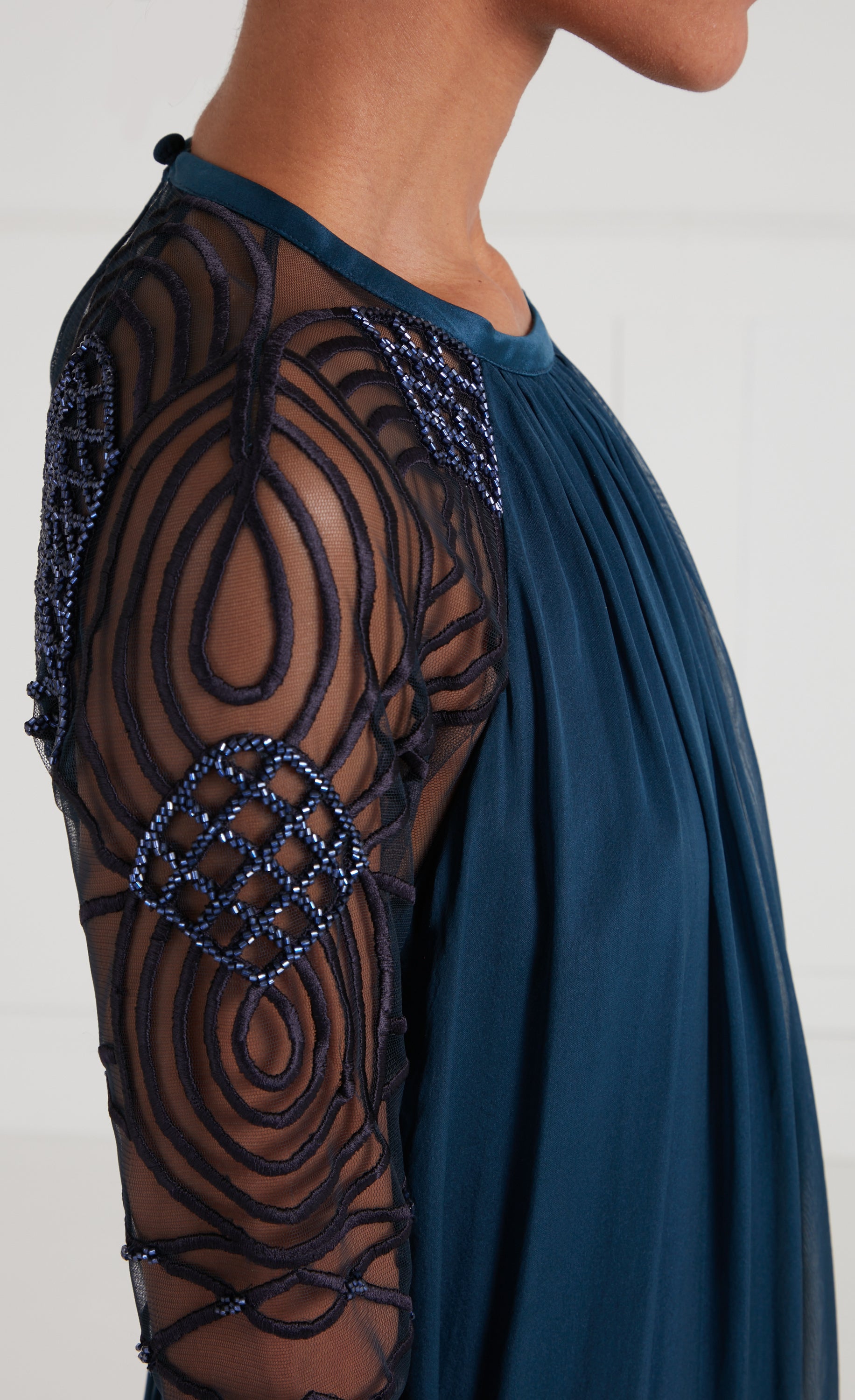 Imogen Sleeved Gown - Peacock Blue