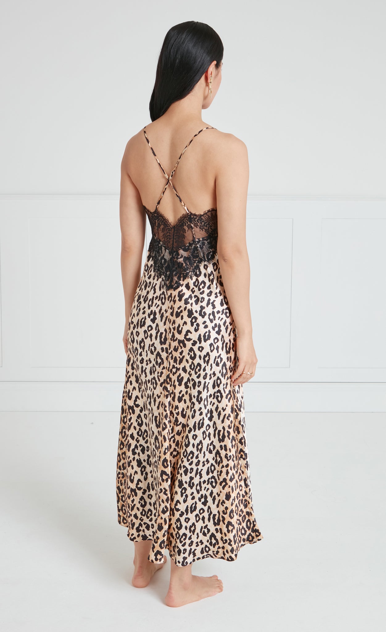 Nyx Slip Dress - Black/Leopard