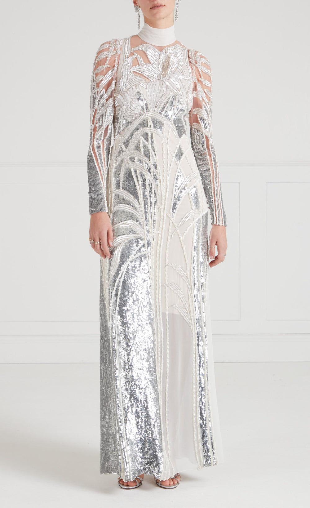 Mariana Sleeved Gown - Platinum