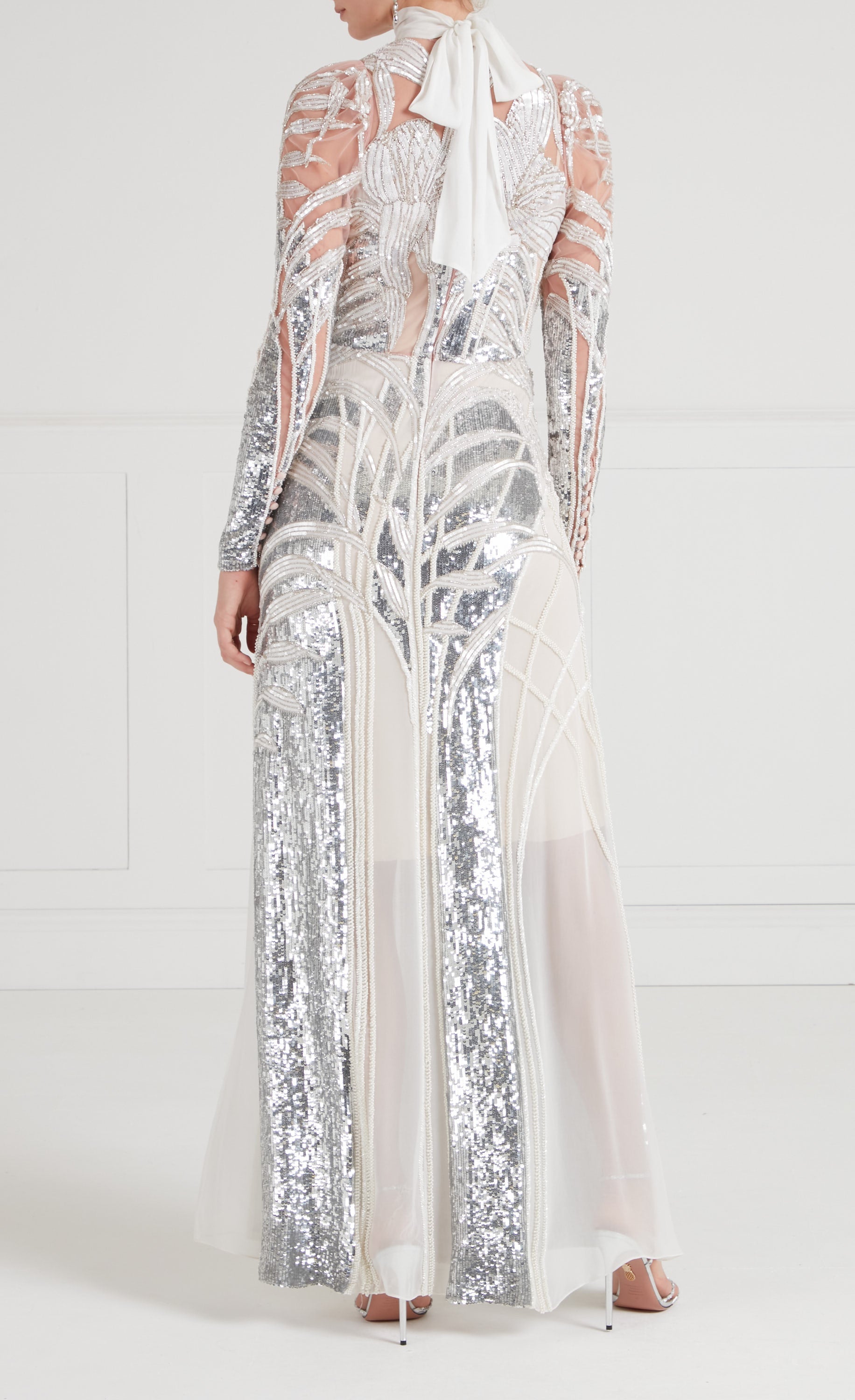 Mariana Sleeved Gown - Platinum