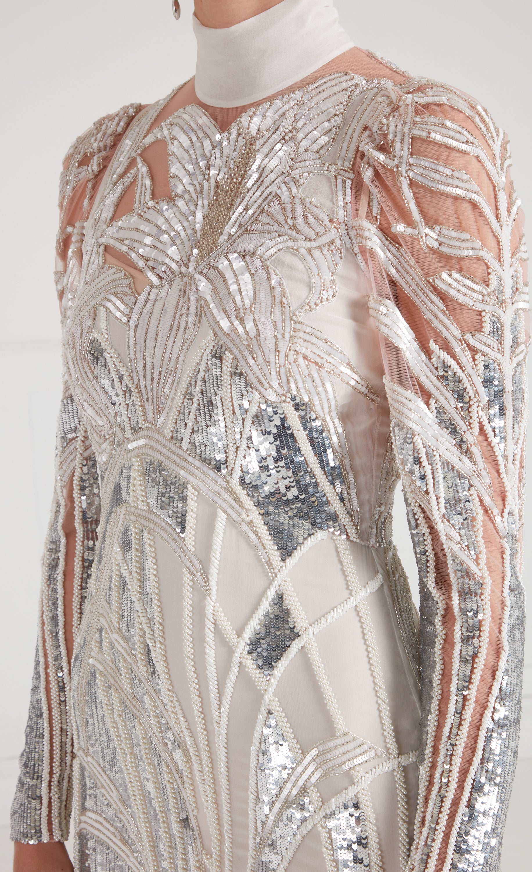 Mariana Sleeved Gown - Platinum