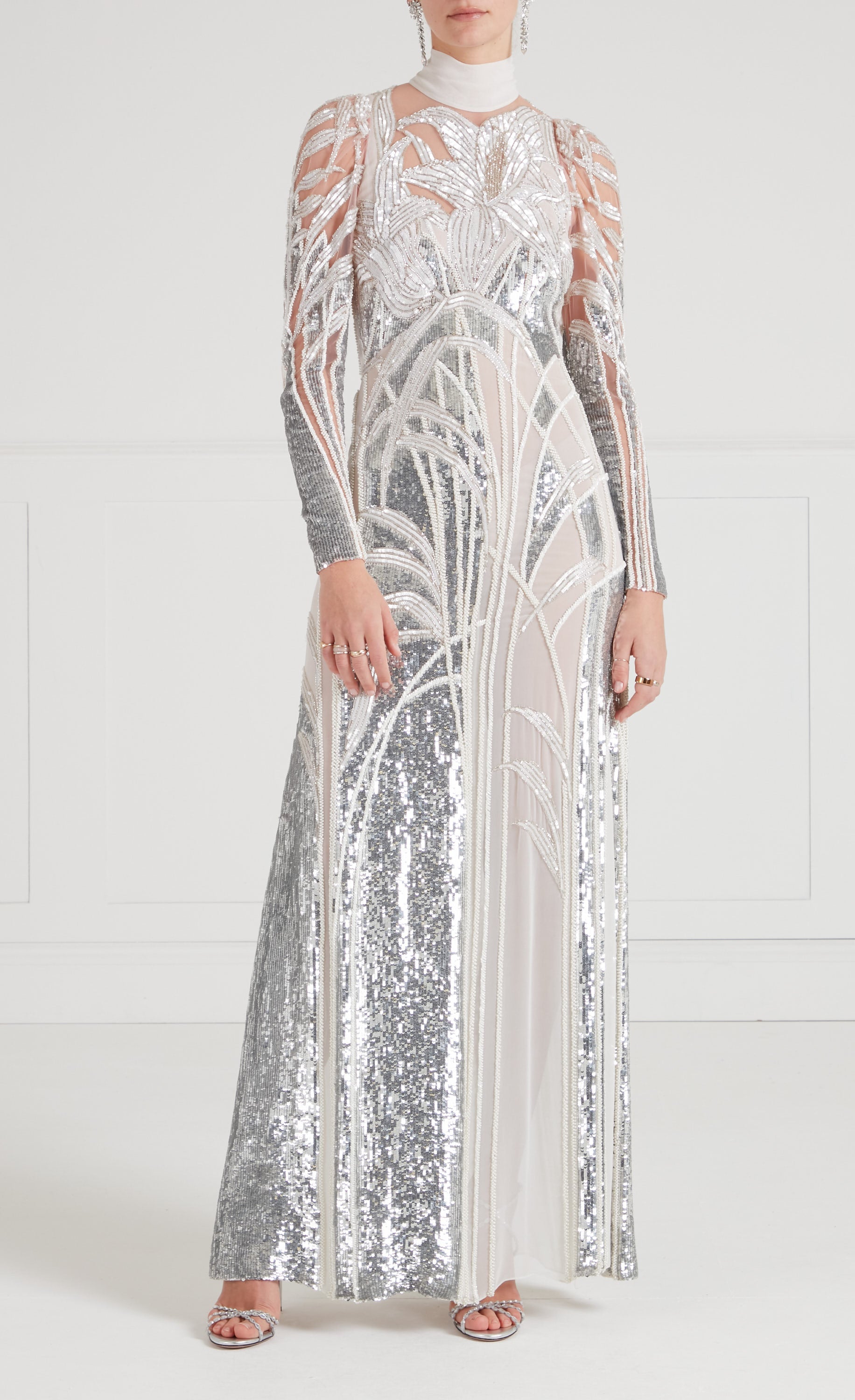 Mariana Sleeved Gown - Platinum