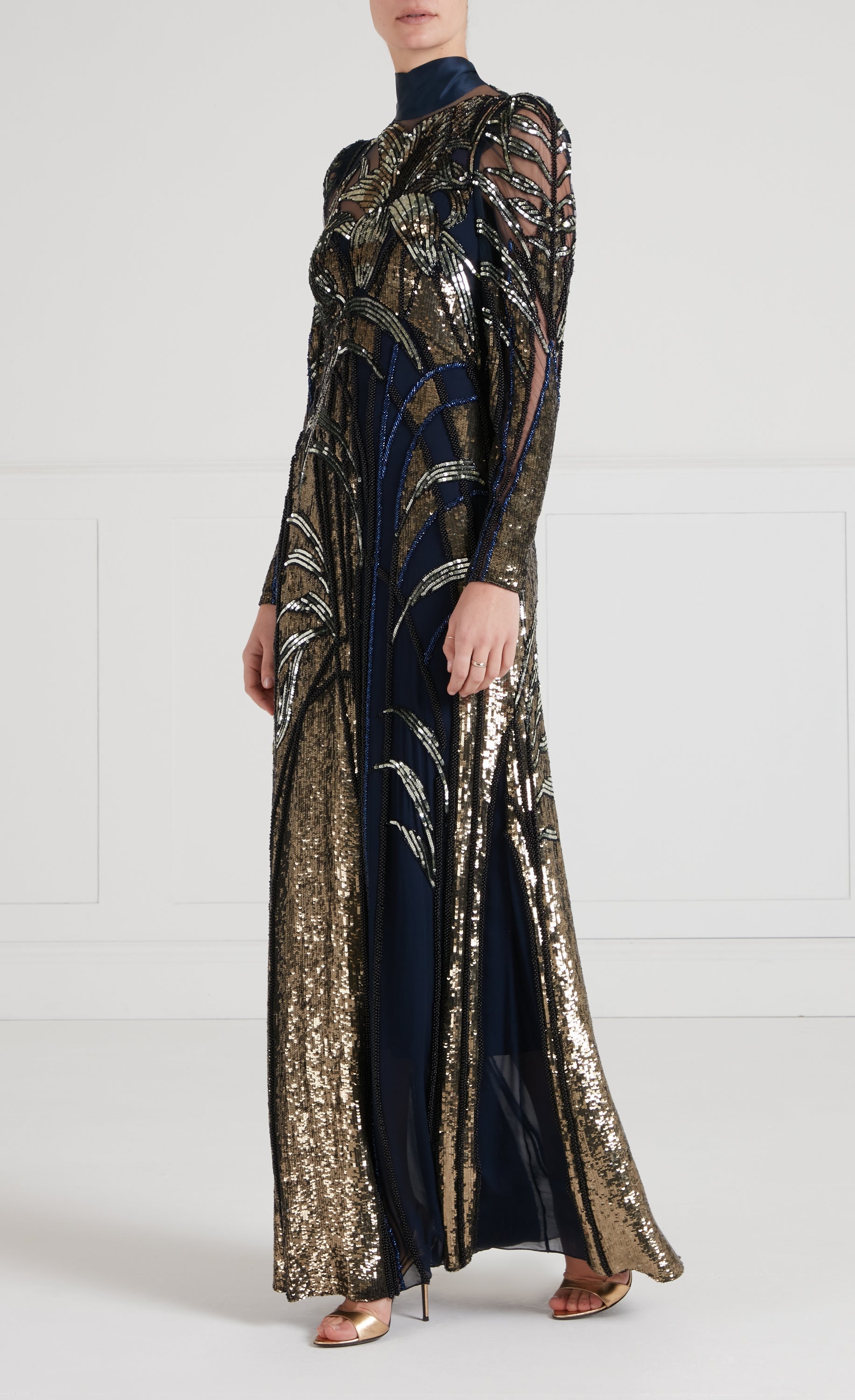 Mariana Sleeved Gown - Sapphire Blue