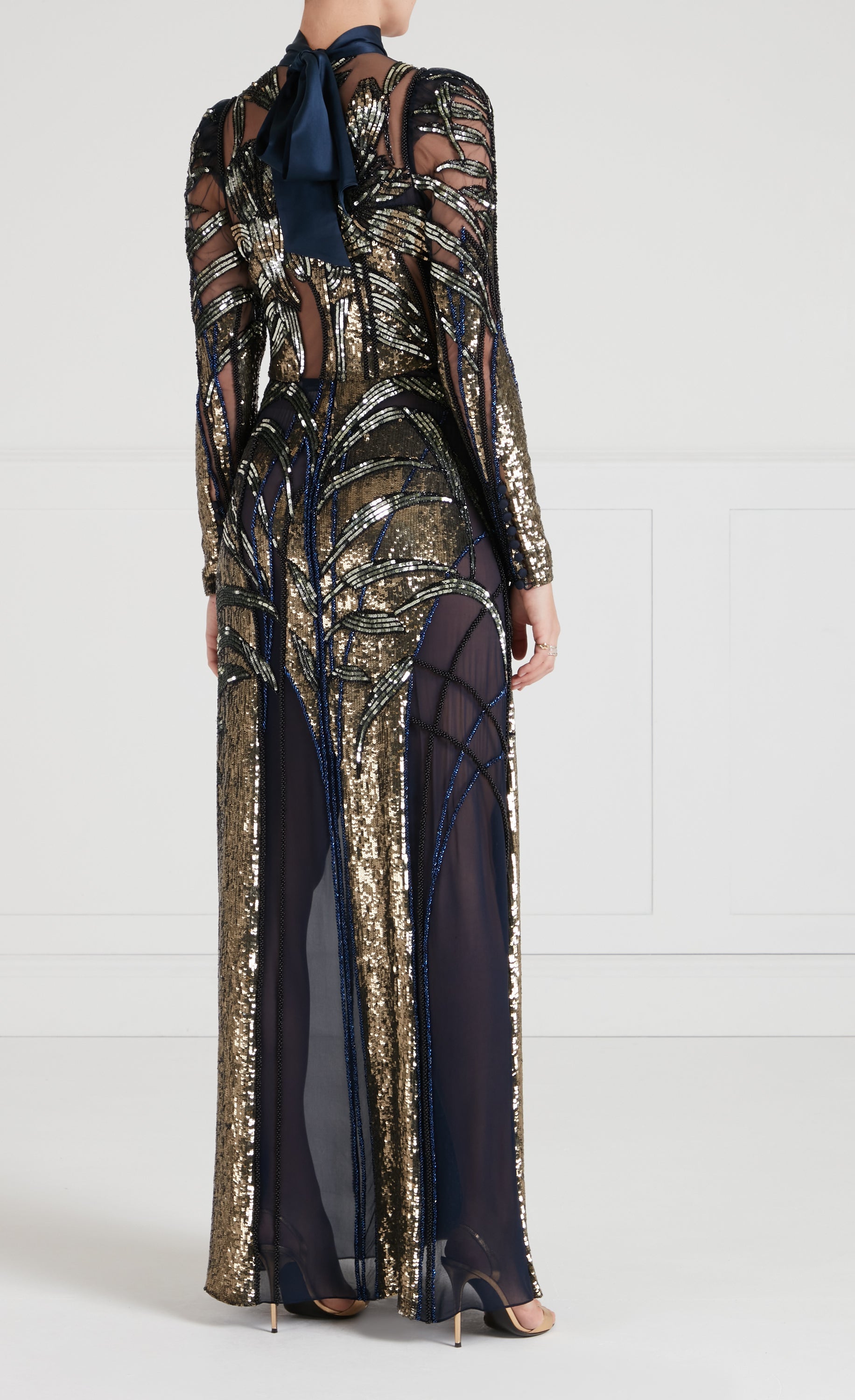 Mariana Sleeved Gown - Sapphire Blue