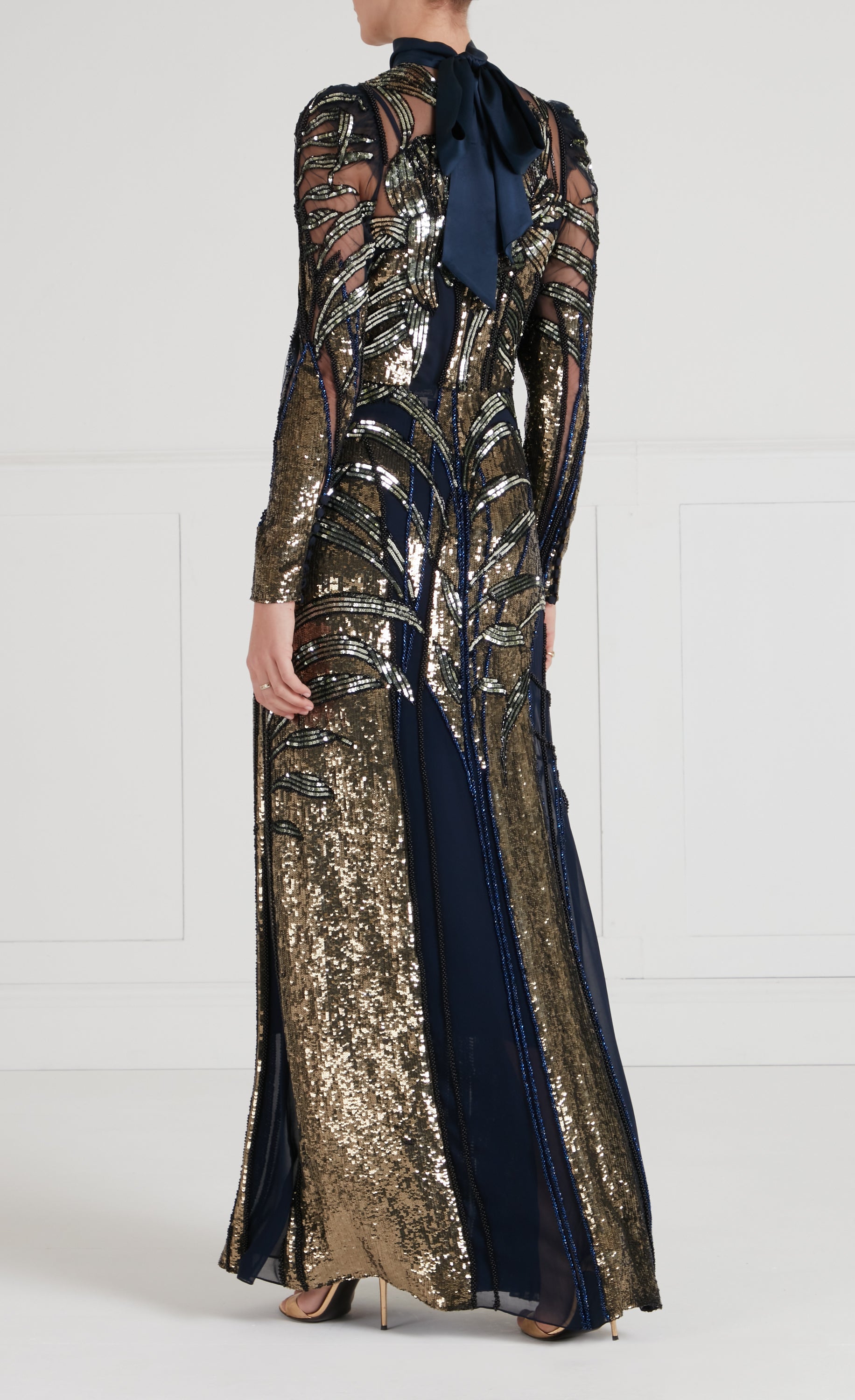 Mariana Sleeved Gown - Sapphire Blue