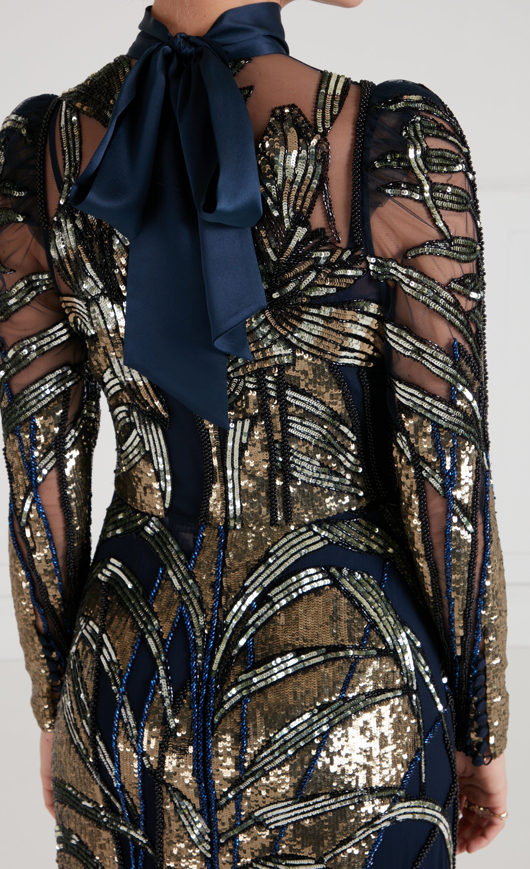 Mariana Sleeved Gown - Sapphire Blue