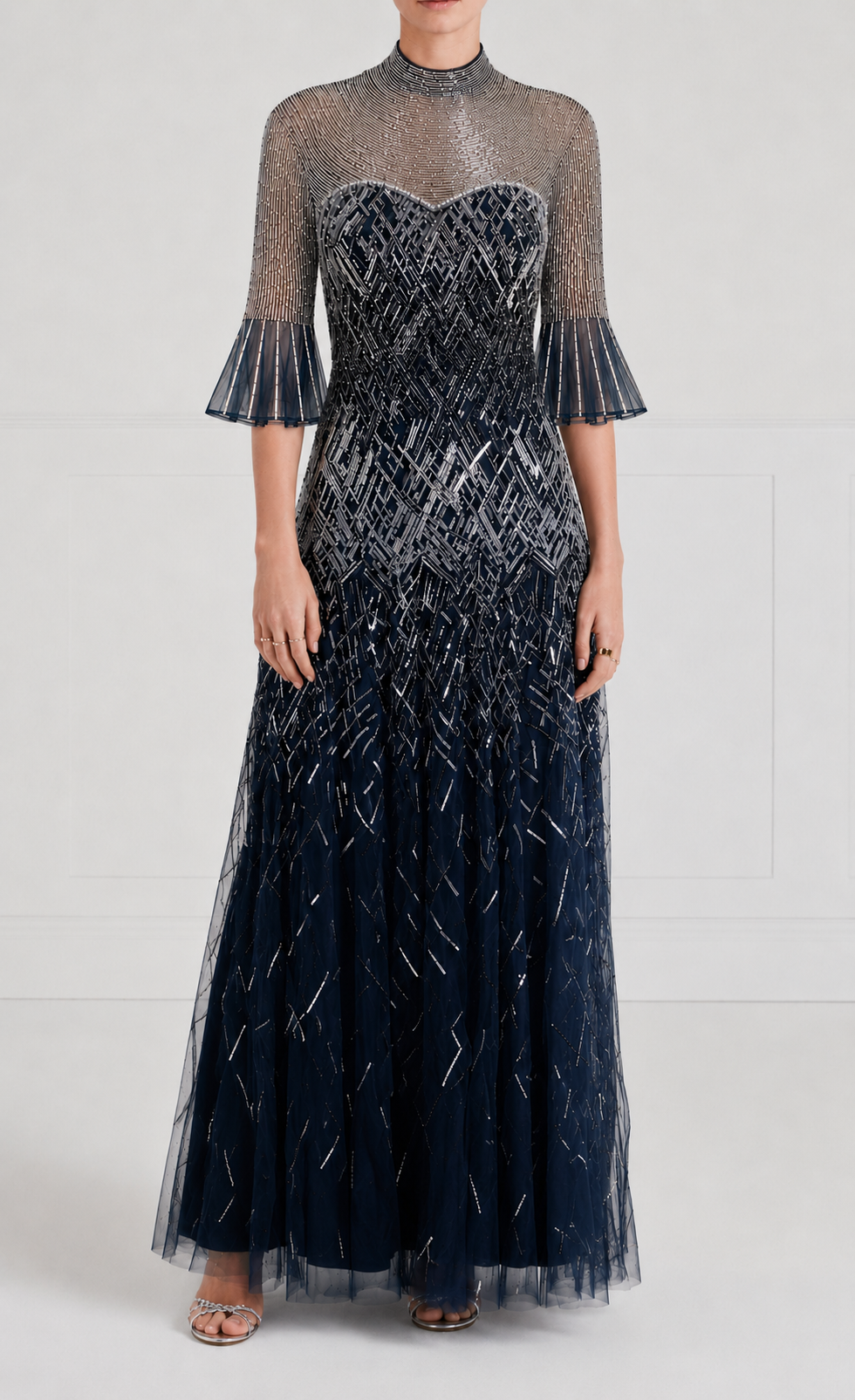 Circe Sleeved Gown - Midnight