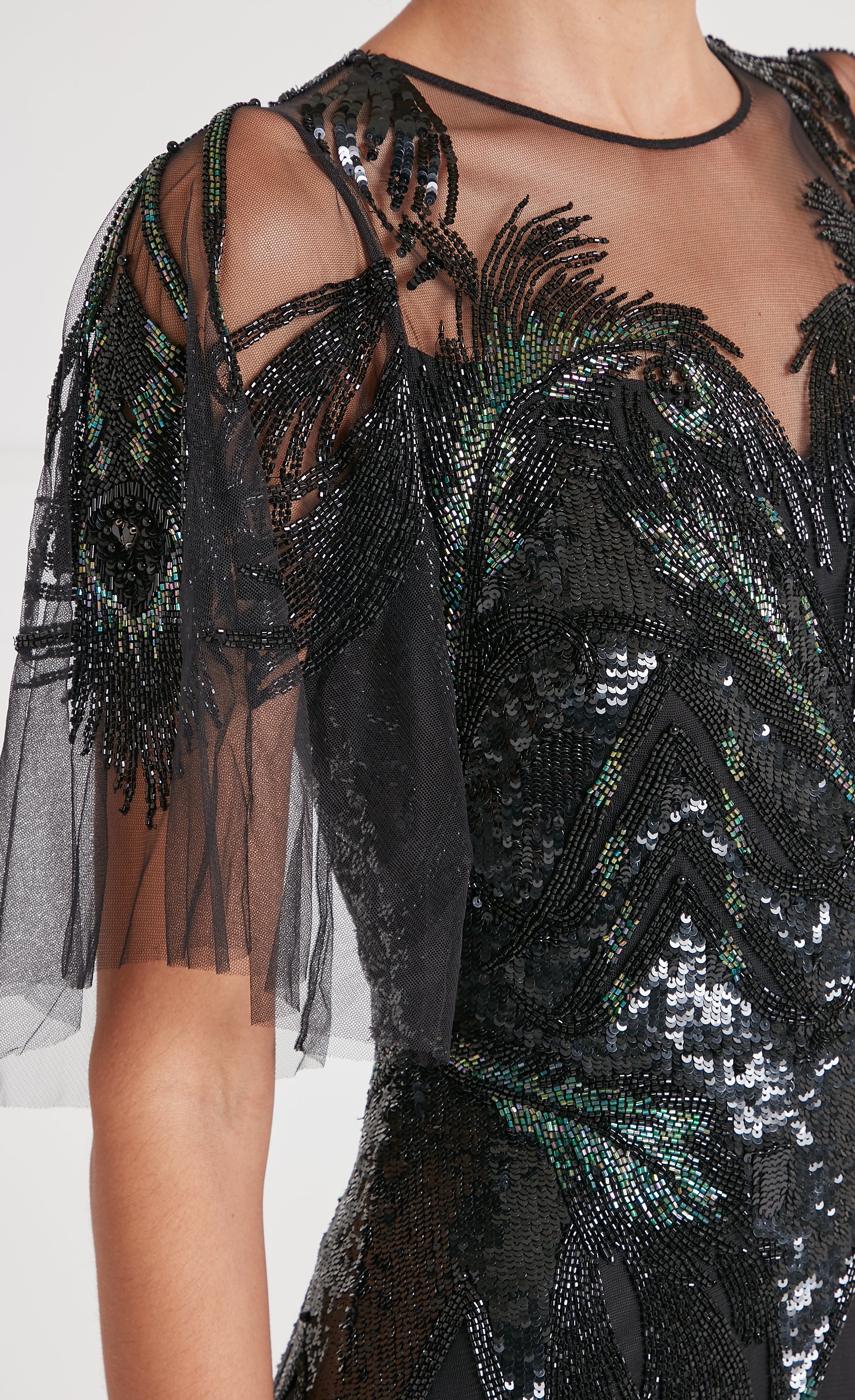 Peacock Midi Dress - Black