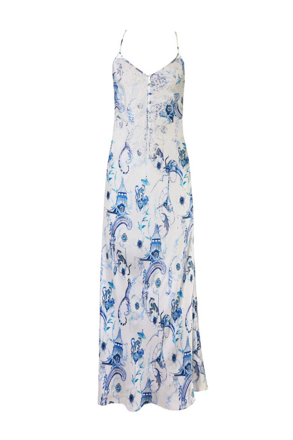 Aphrodite Slip Dress - White/Blue-Euphoria