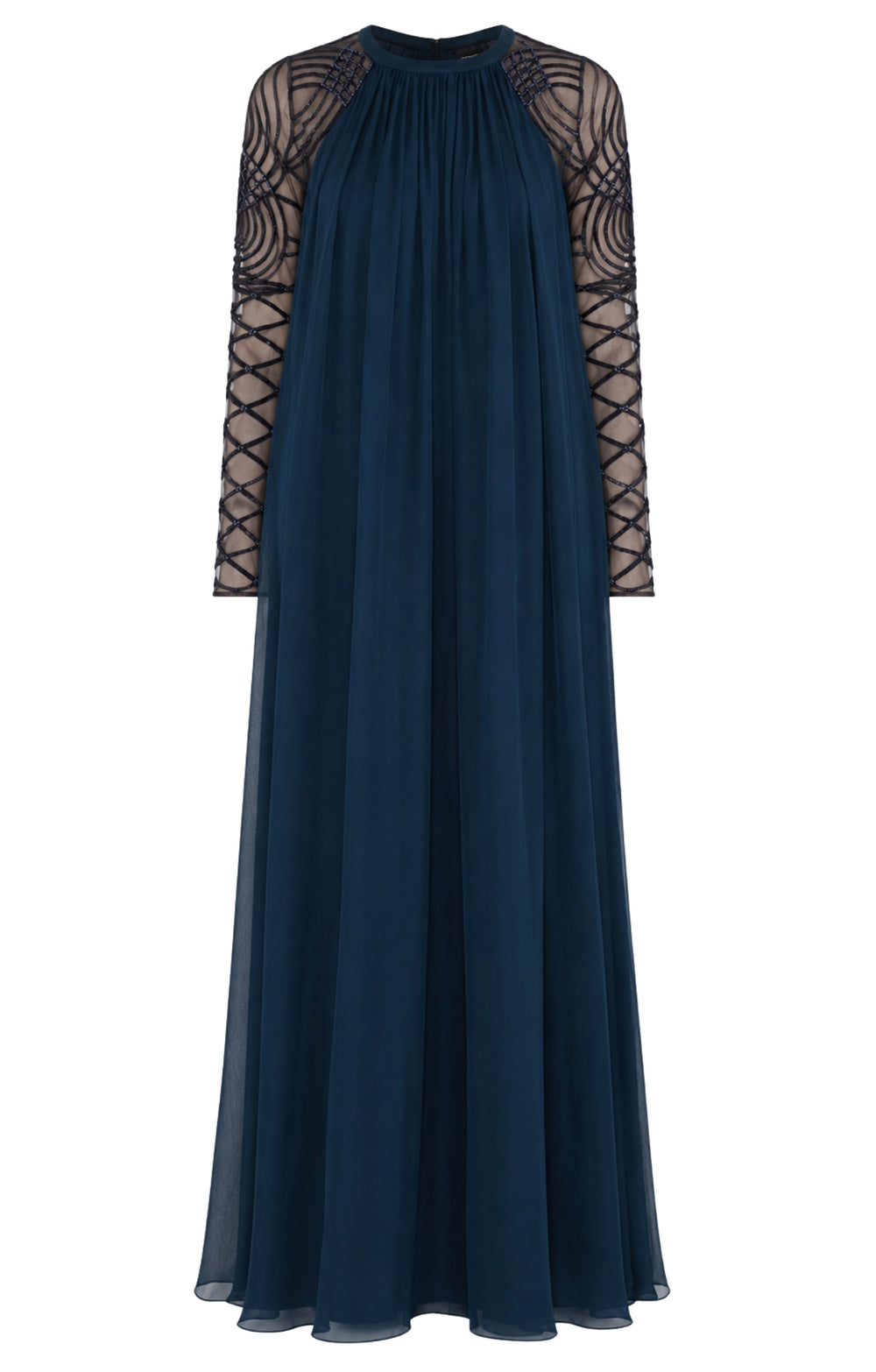 Imogen Sleeved Gown - Peacock Blue
