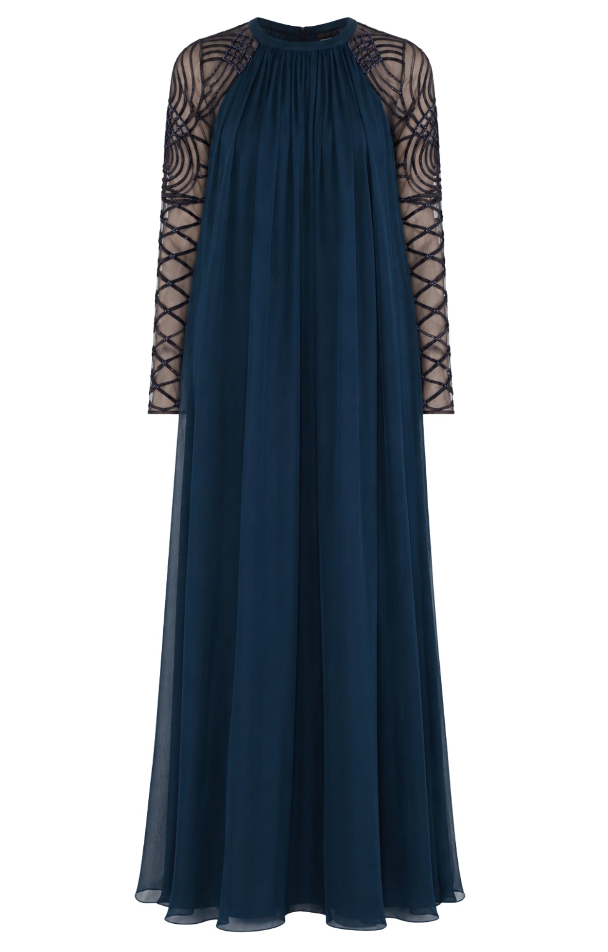 Imogen Sleeved Gown - Peacock Blue