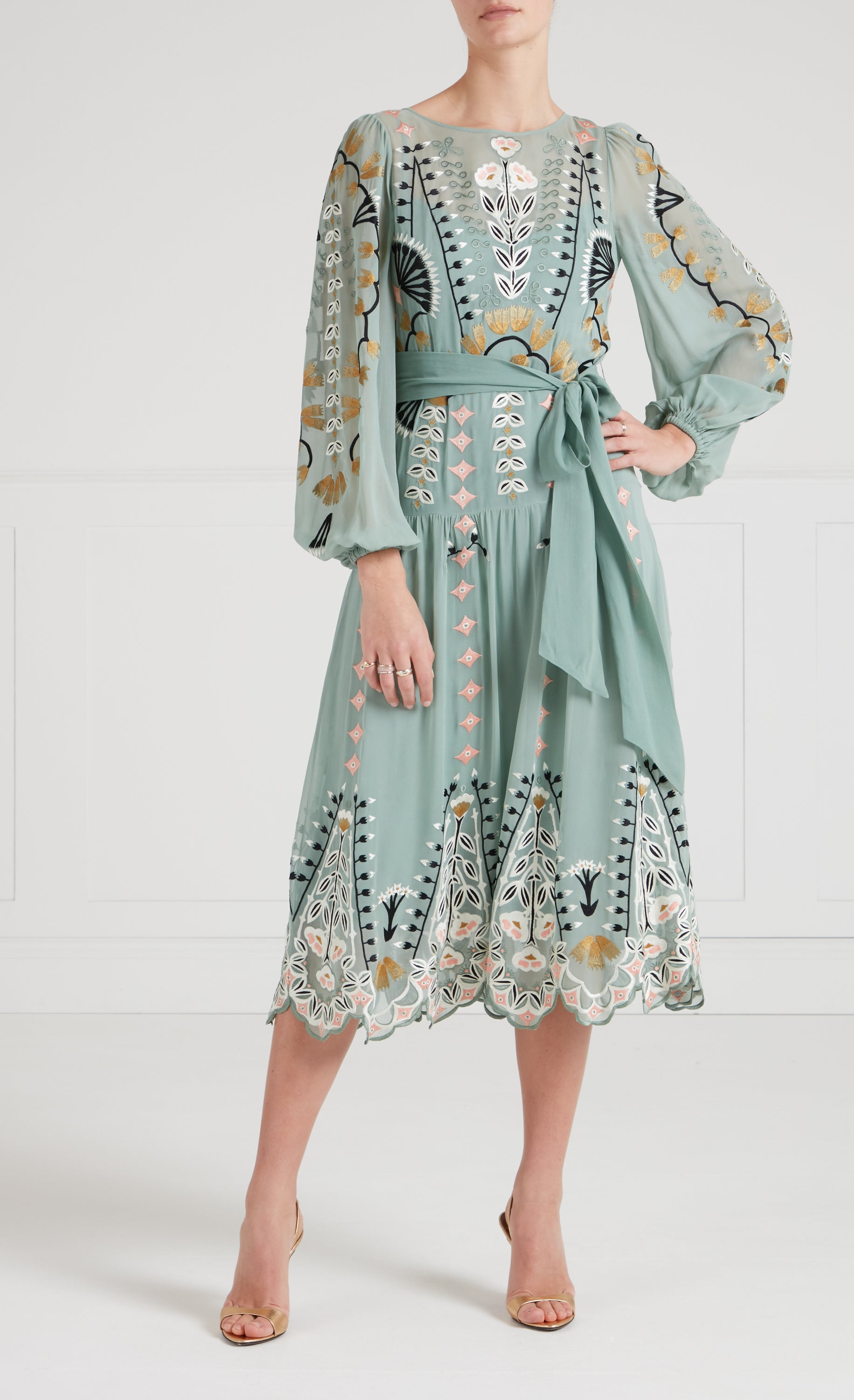 Rosalba Sleeved Dress - Jade Green