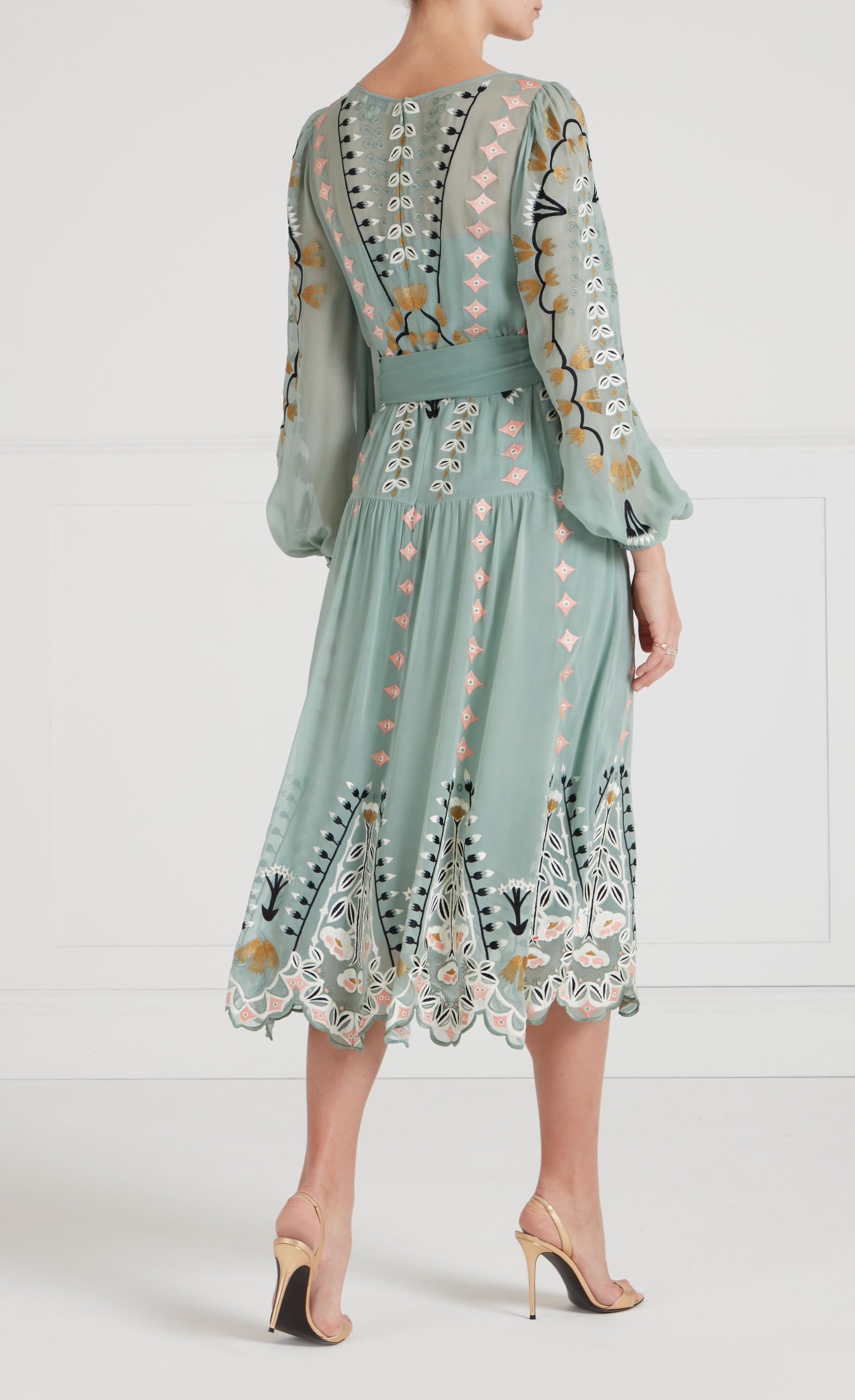Rosalba Sleeved Dress - Jade Green