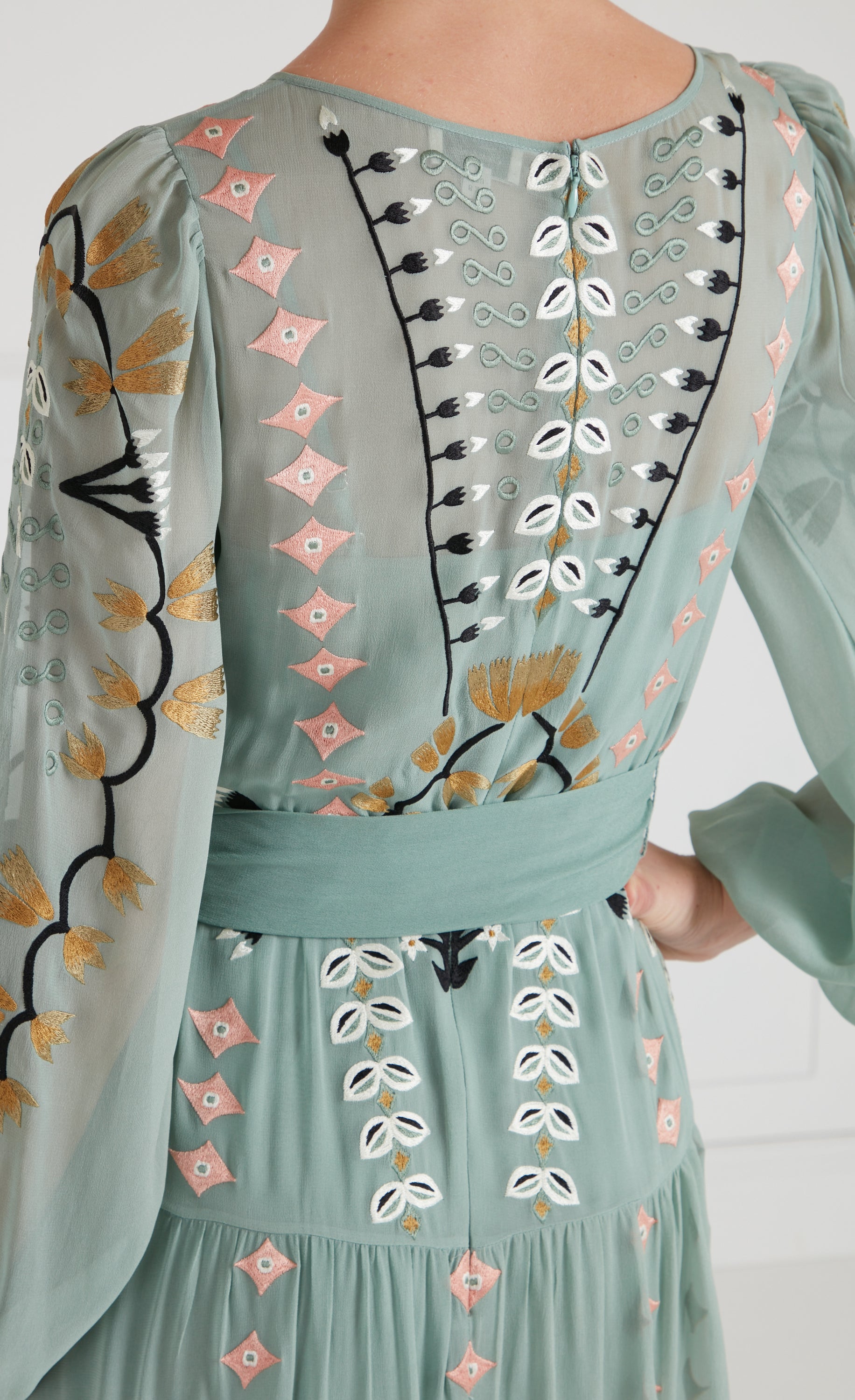 Rosalba Sleeved Dress - Jade Green