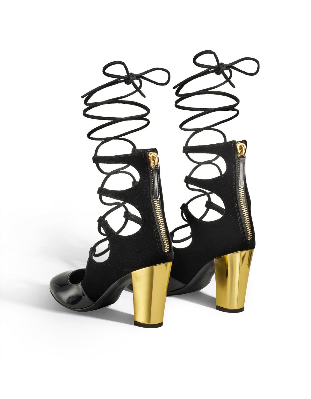 Siren Lace-Up Booties - Black
