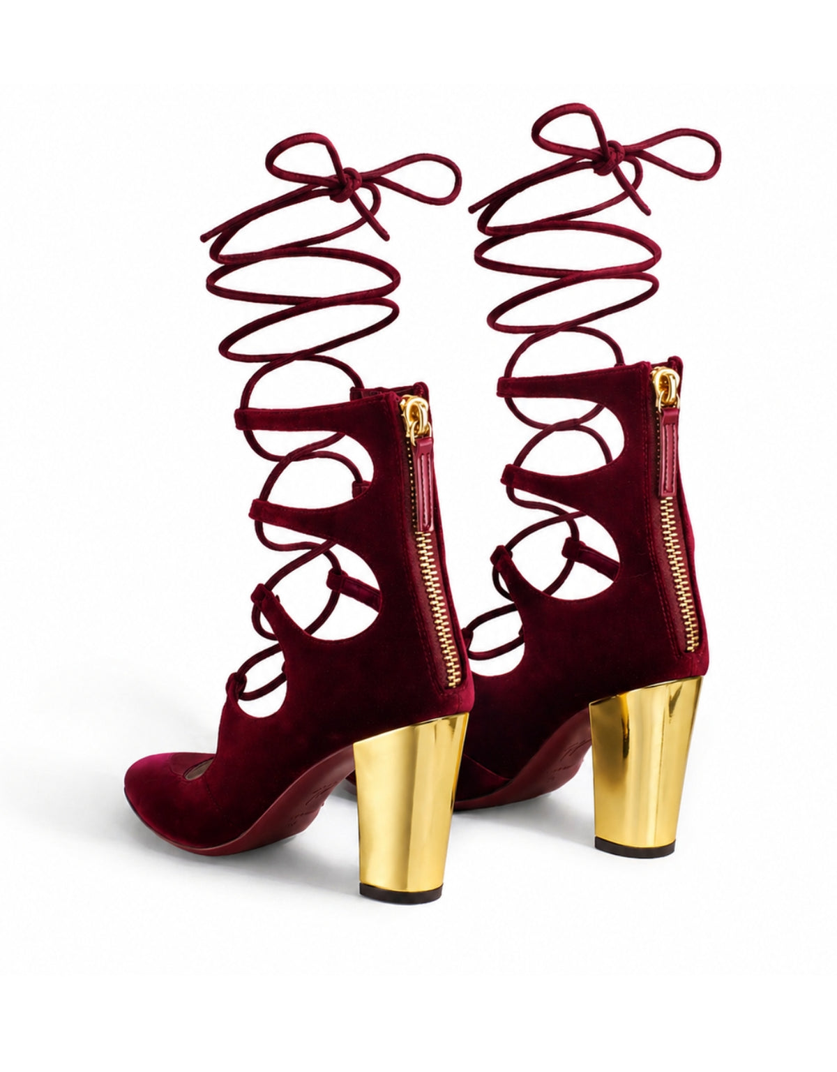 Siren Lace-Up Booties - Burgundy