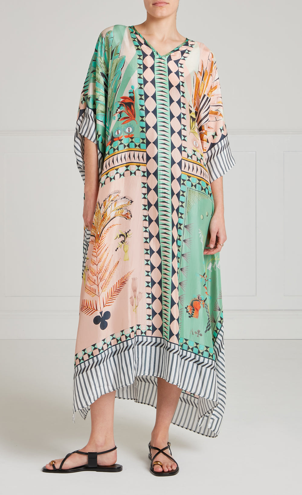 Amber V-Neck Kaftan - Bellini Mix