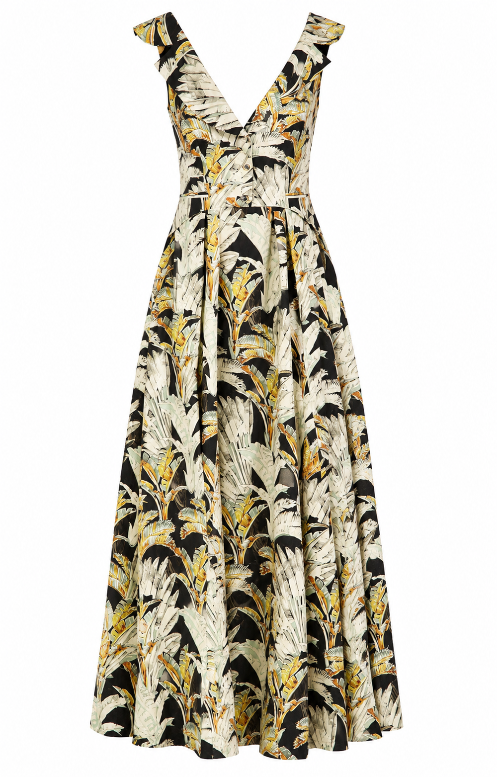 Baxter Linen Full-Length Dress - Black & Khaki