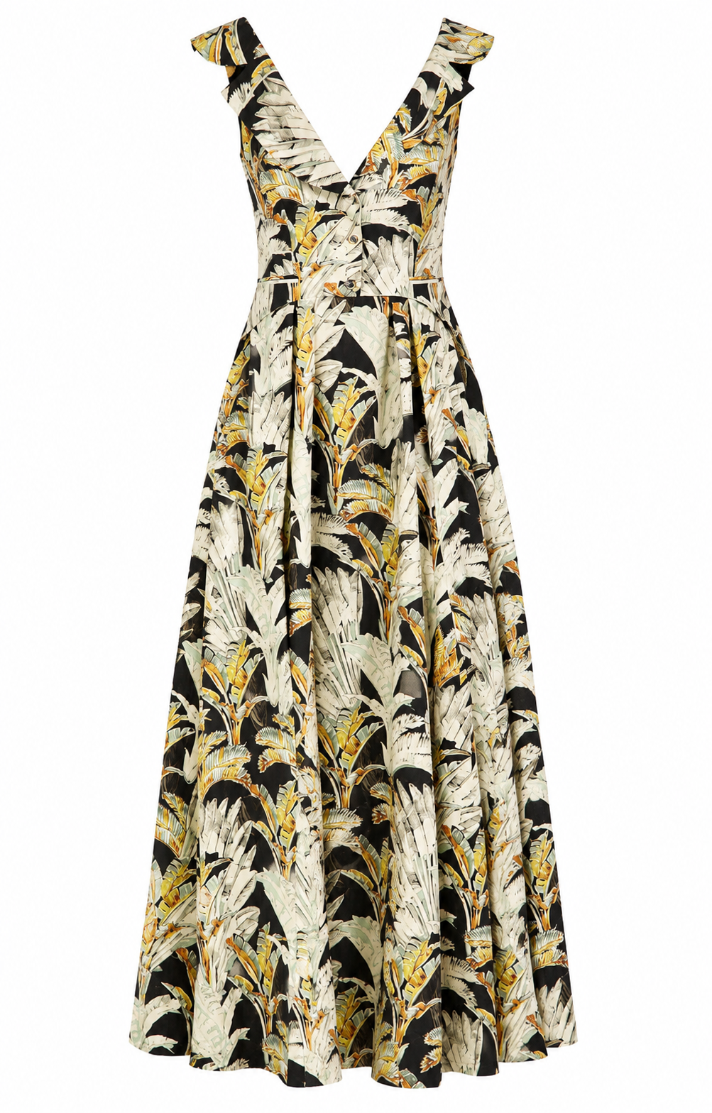 Baxter Linen Full-Length Dress - Black & Khaki