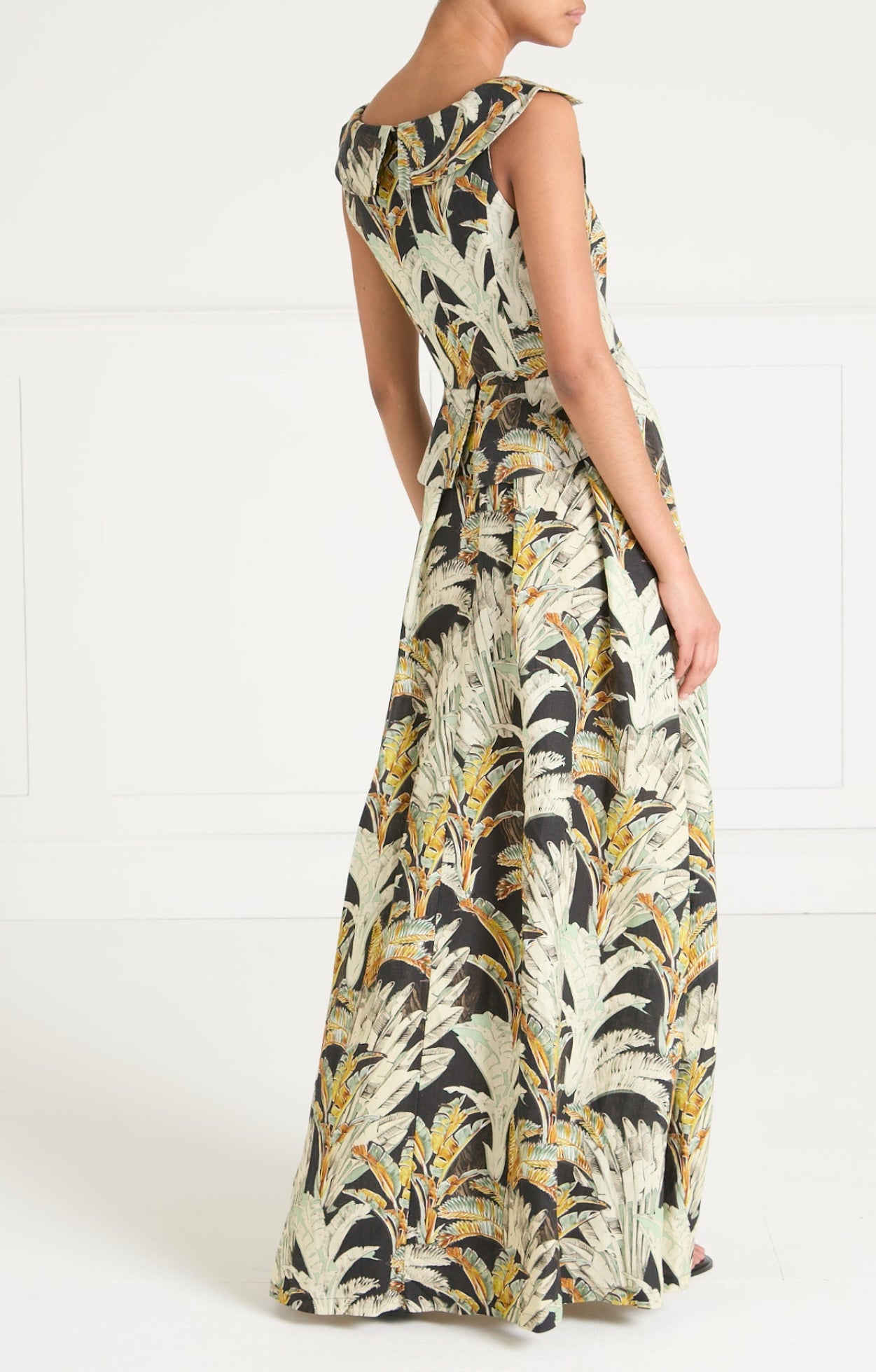 Baxter Linen Full-Length Dress - Black & Khaki
