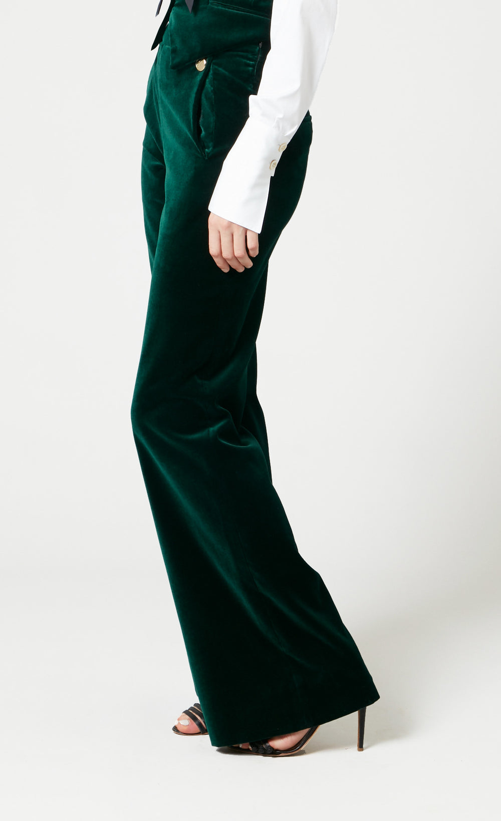 Clove Velvet Waisted Trousers - Emerald