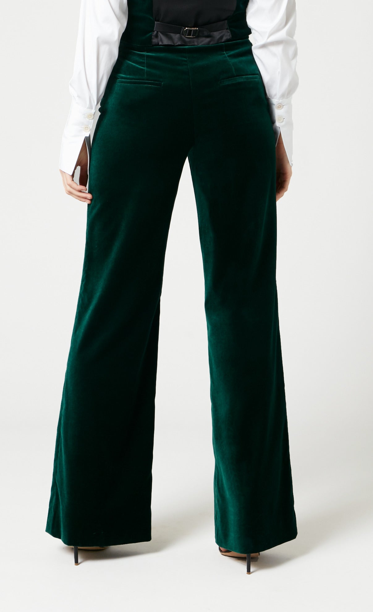 Clove Velvet Waisted Trousers - Emerald