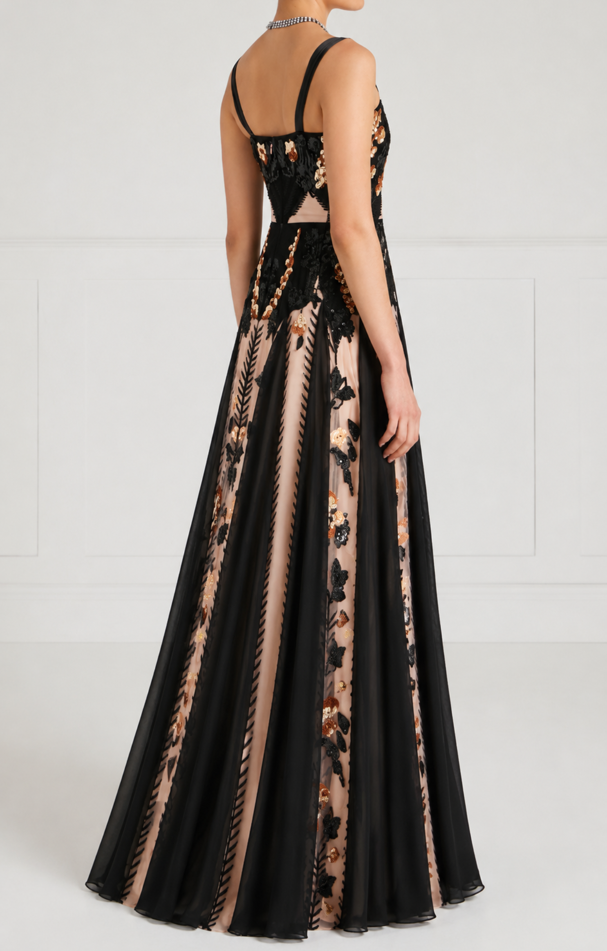 Gilded Strappy Gown - Almond