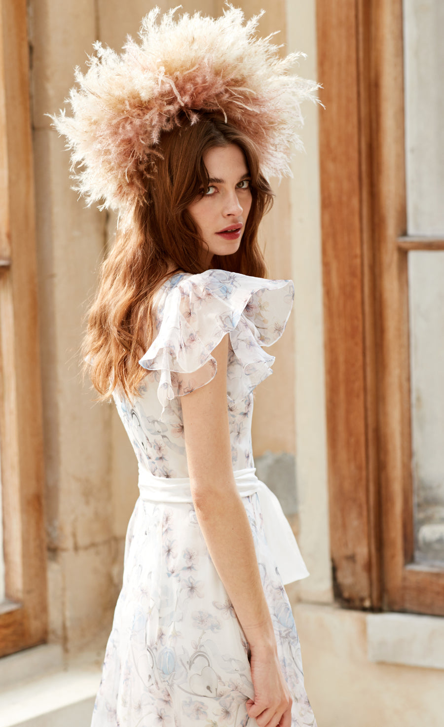 silk ruffle-waist dress in windblown poppies Madewell Silk Ruffle Waist Dress in Windblown Poppies Print