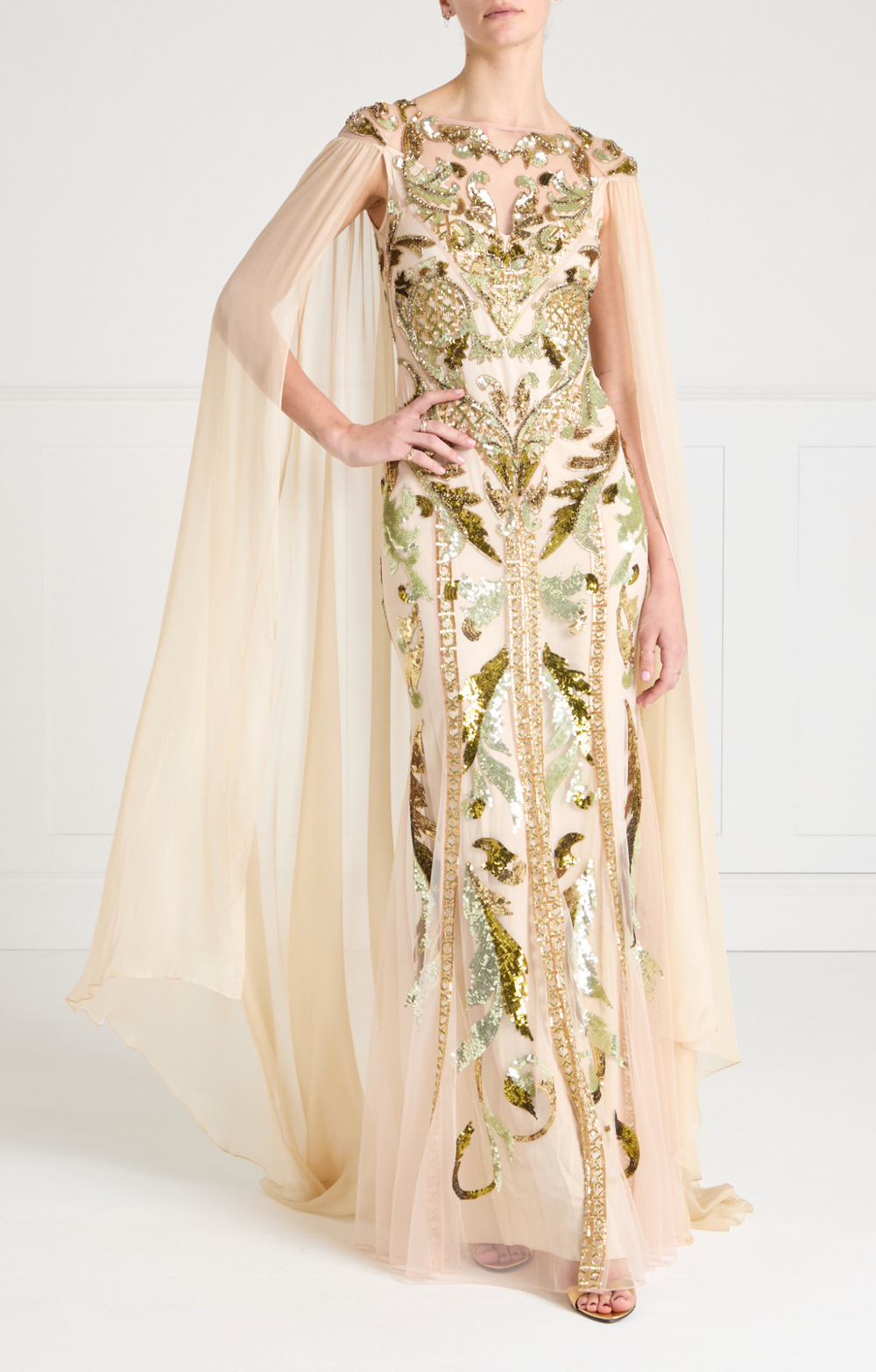 Novella Cape Gown - Gold